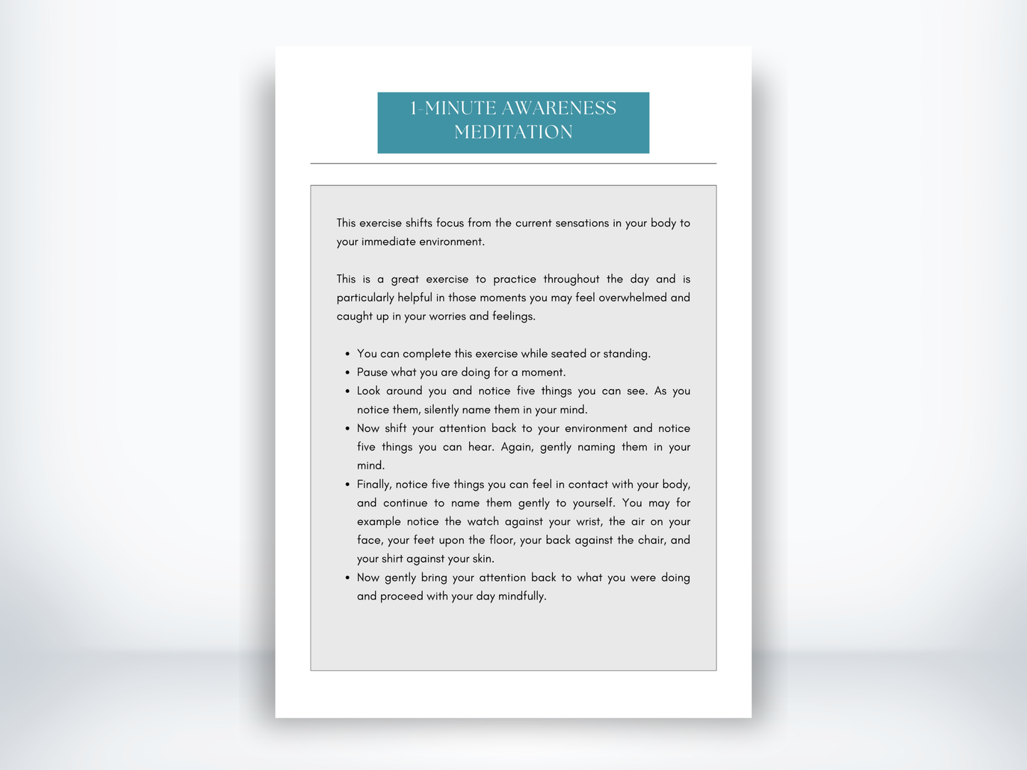 1-Minute Deep Awareness Meditation PDF Script