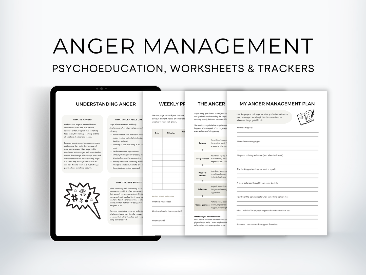 Anger Management Worksheets Bundle