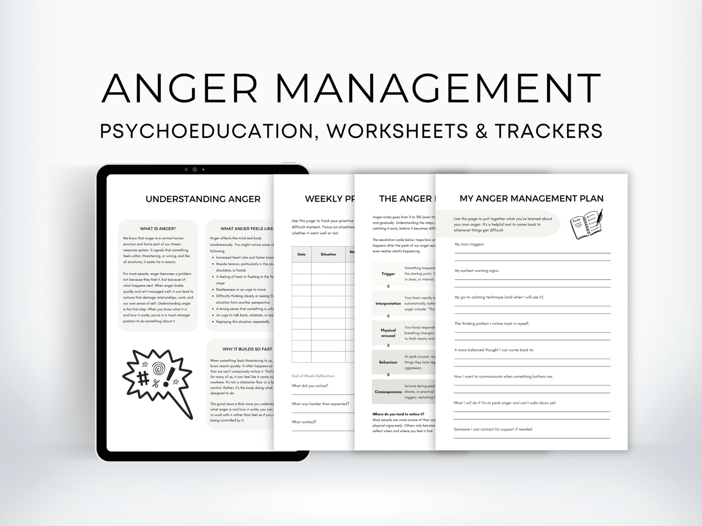 Anger Management Worksheets Bundle - My Thriving Mind