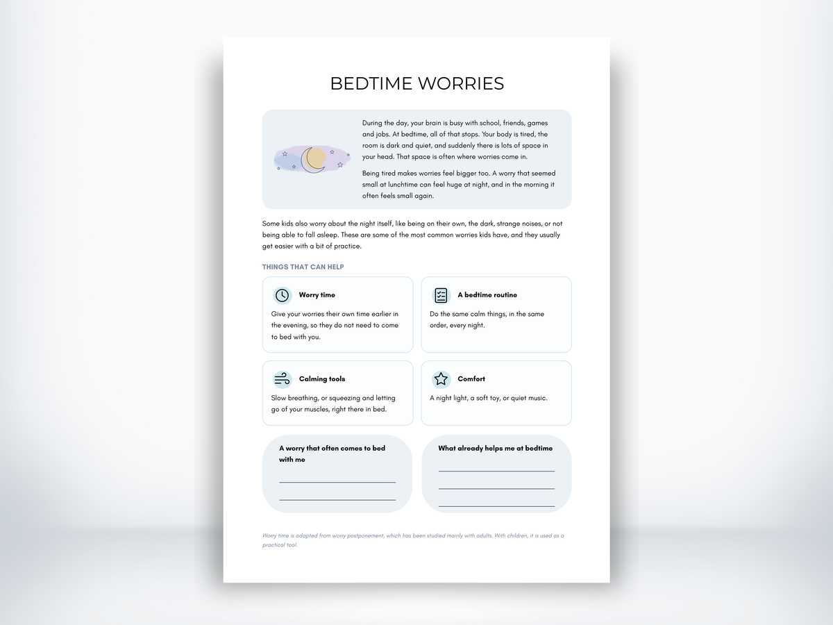 Bedtime Worries PDF - My Thriving Mind