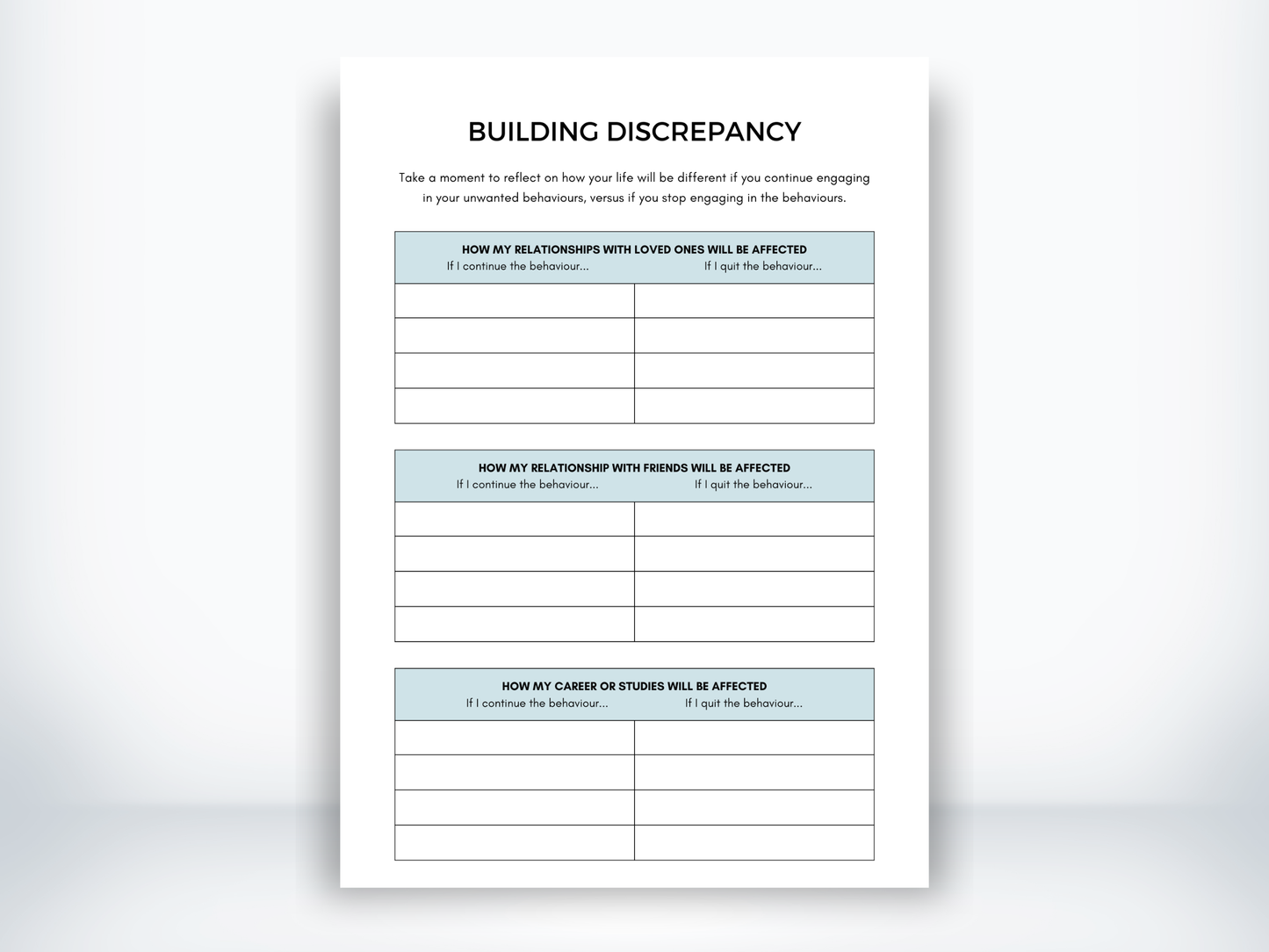 Building Discrepancy Worksheets PDF