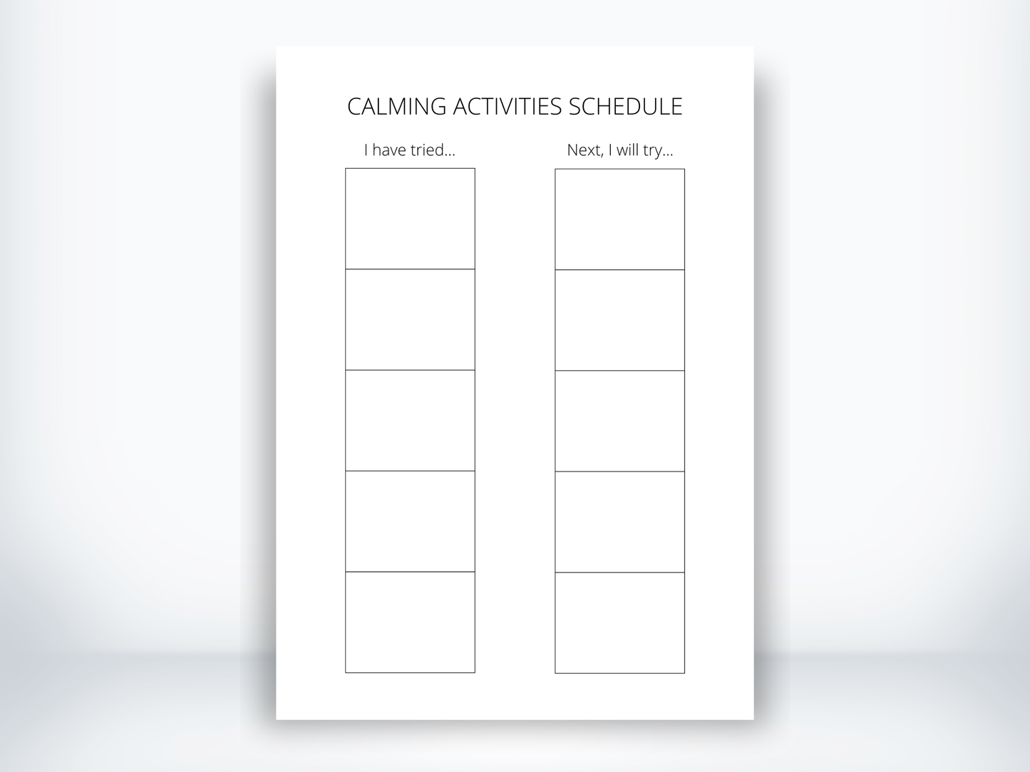 Calming Activities Schedule Template PDF