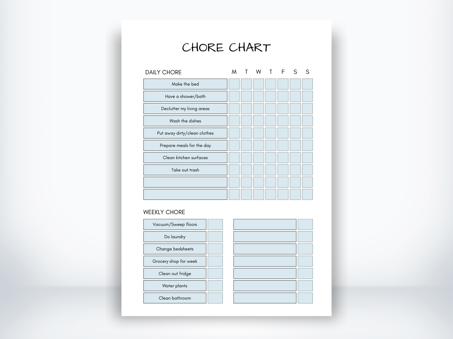 Chore Chart Template PDF