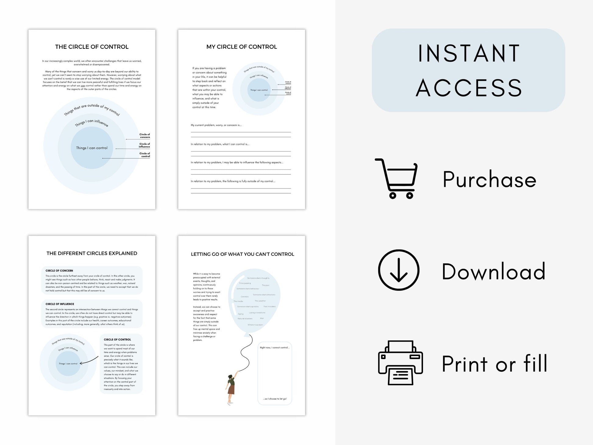 Circle of Control Worksheets