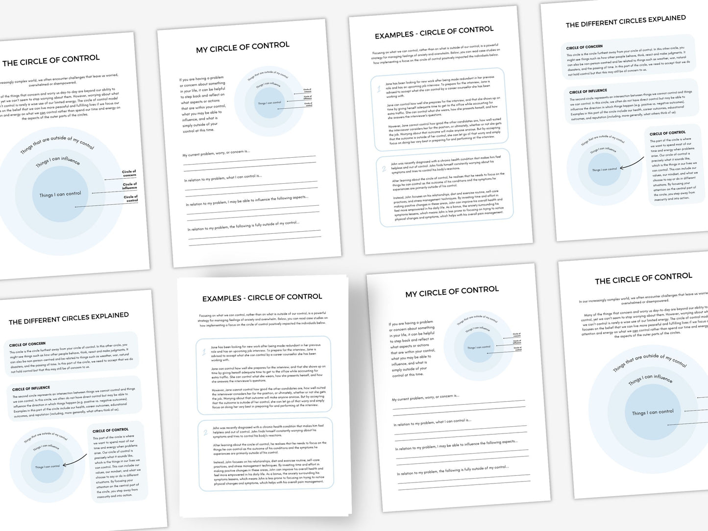 Circle of Control Worksheets