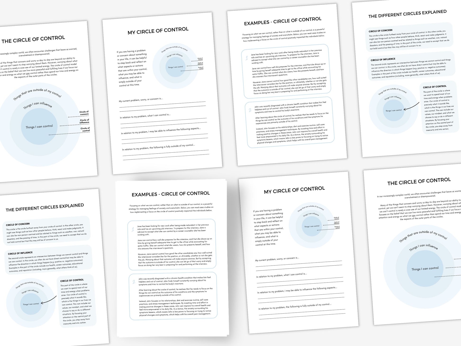 Circle of Control Worksheets