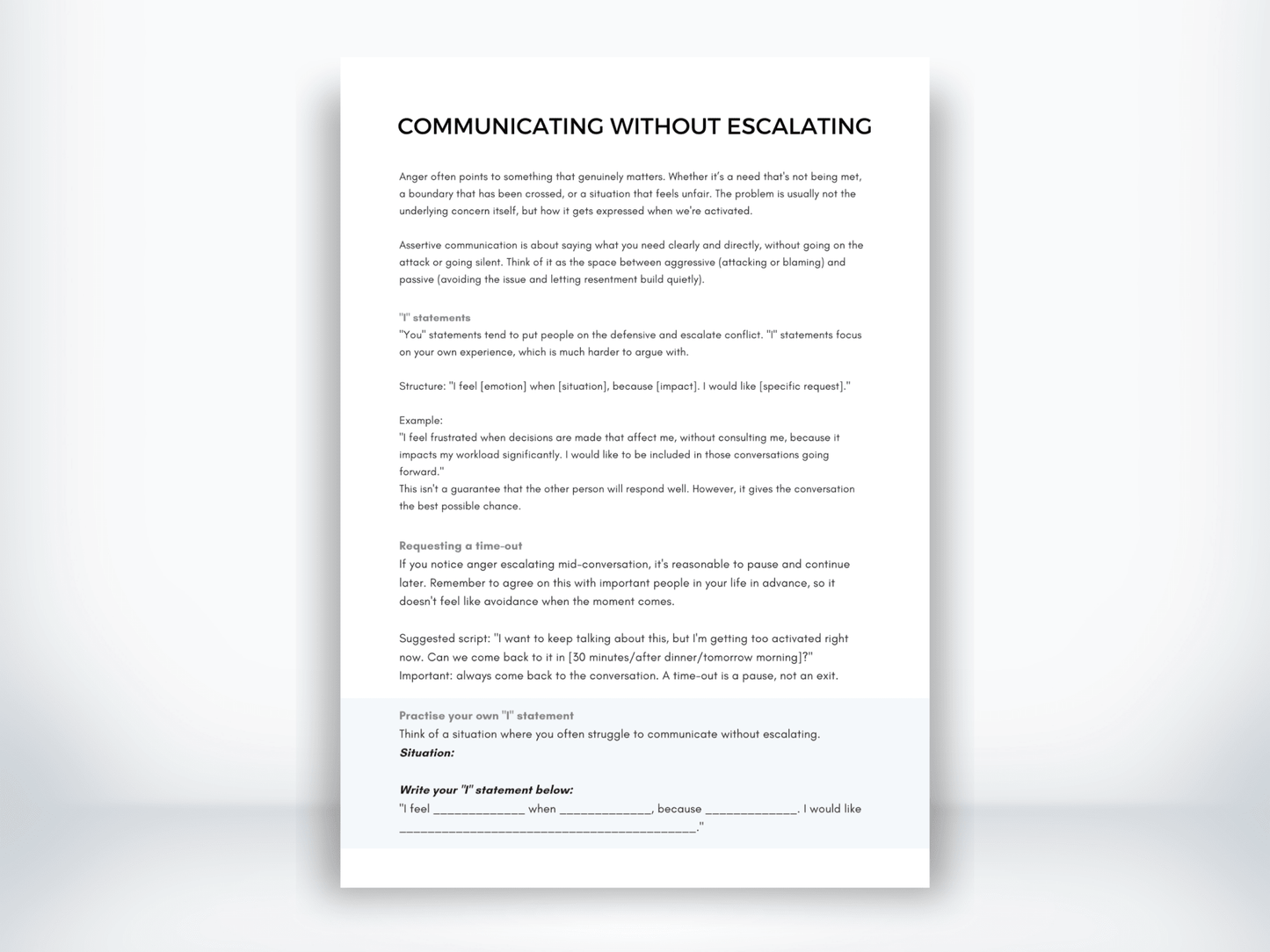 Communicating Without Escalating PDF - My Thriving Mind