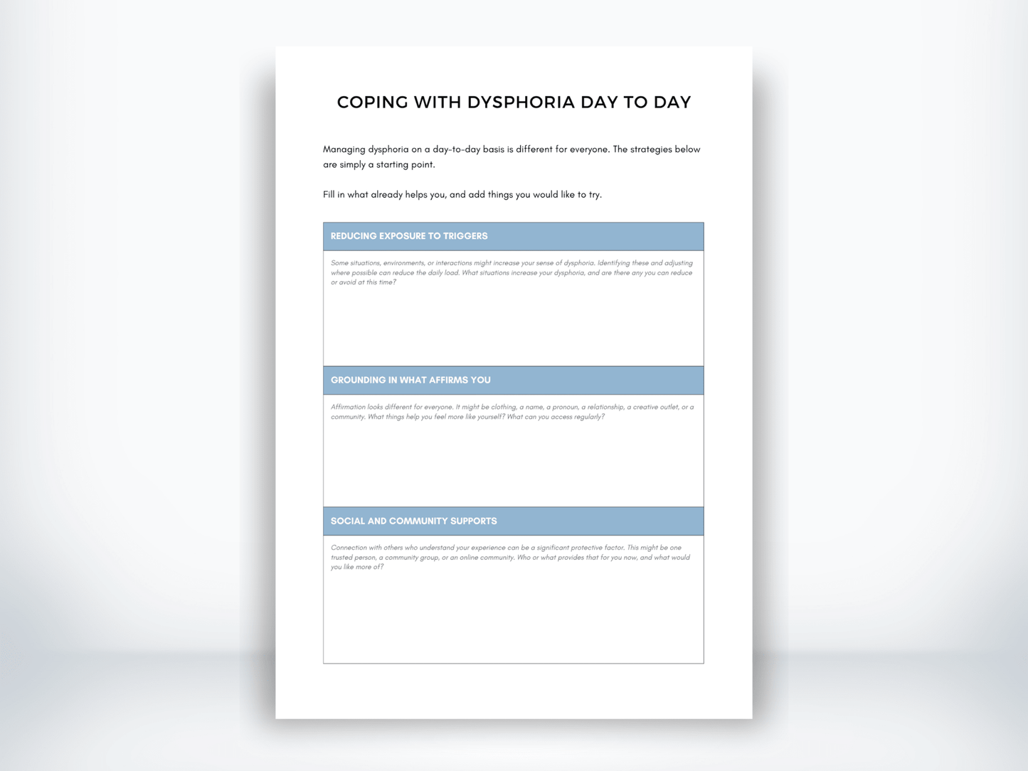 Coping With Dysphoria Day to Day PDF - My Thriving Mind