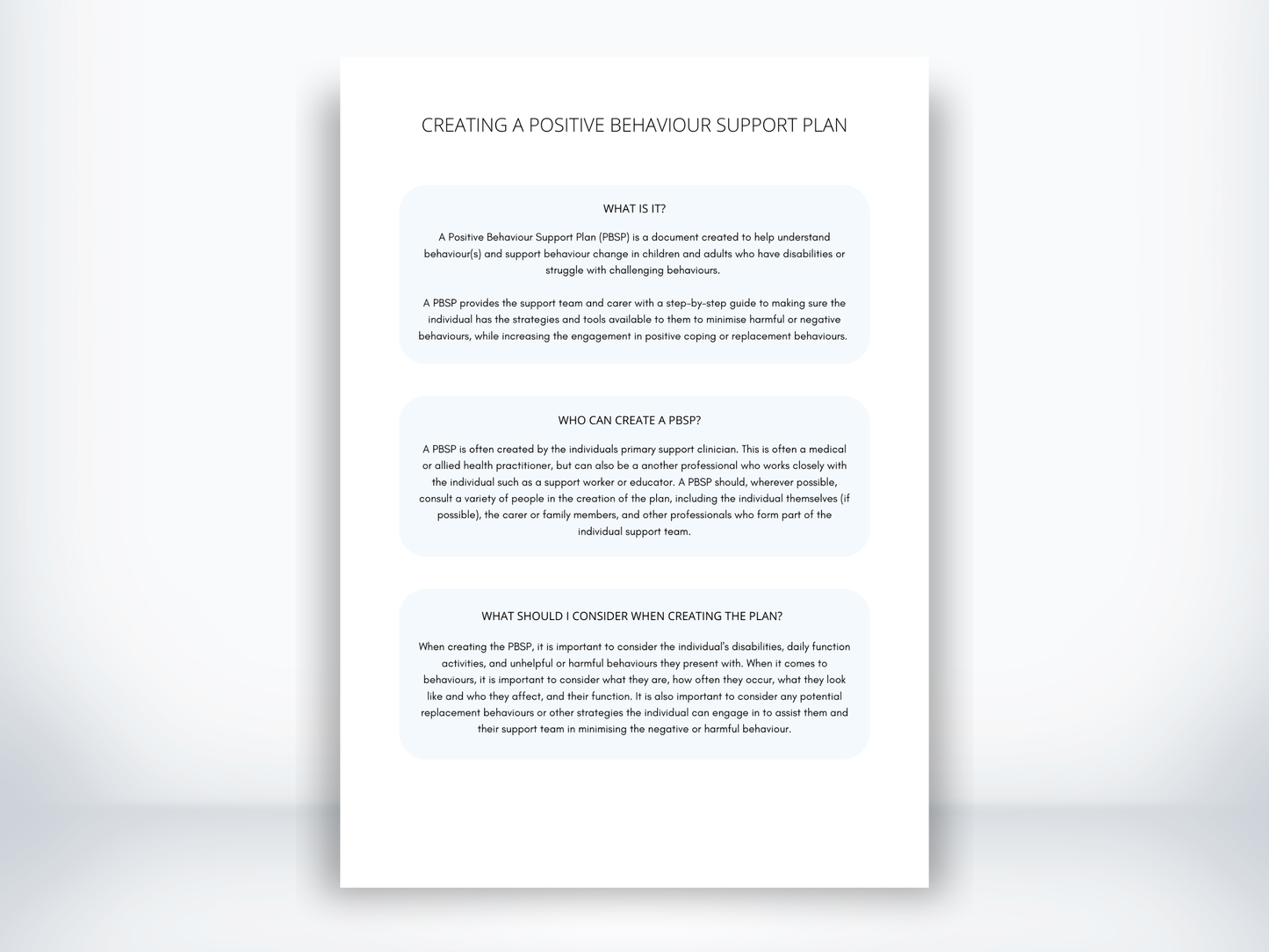 Creating A Positive Behaviour Support Plan PDF