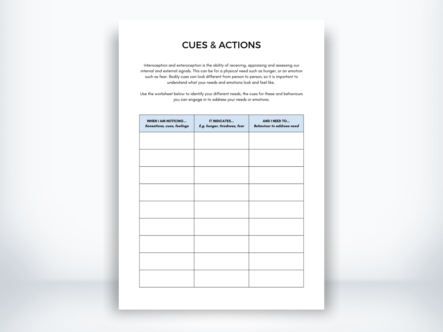 Cues and Actions for Exteroception PDF