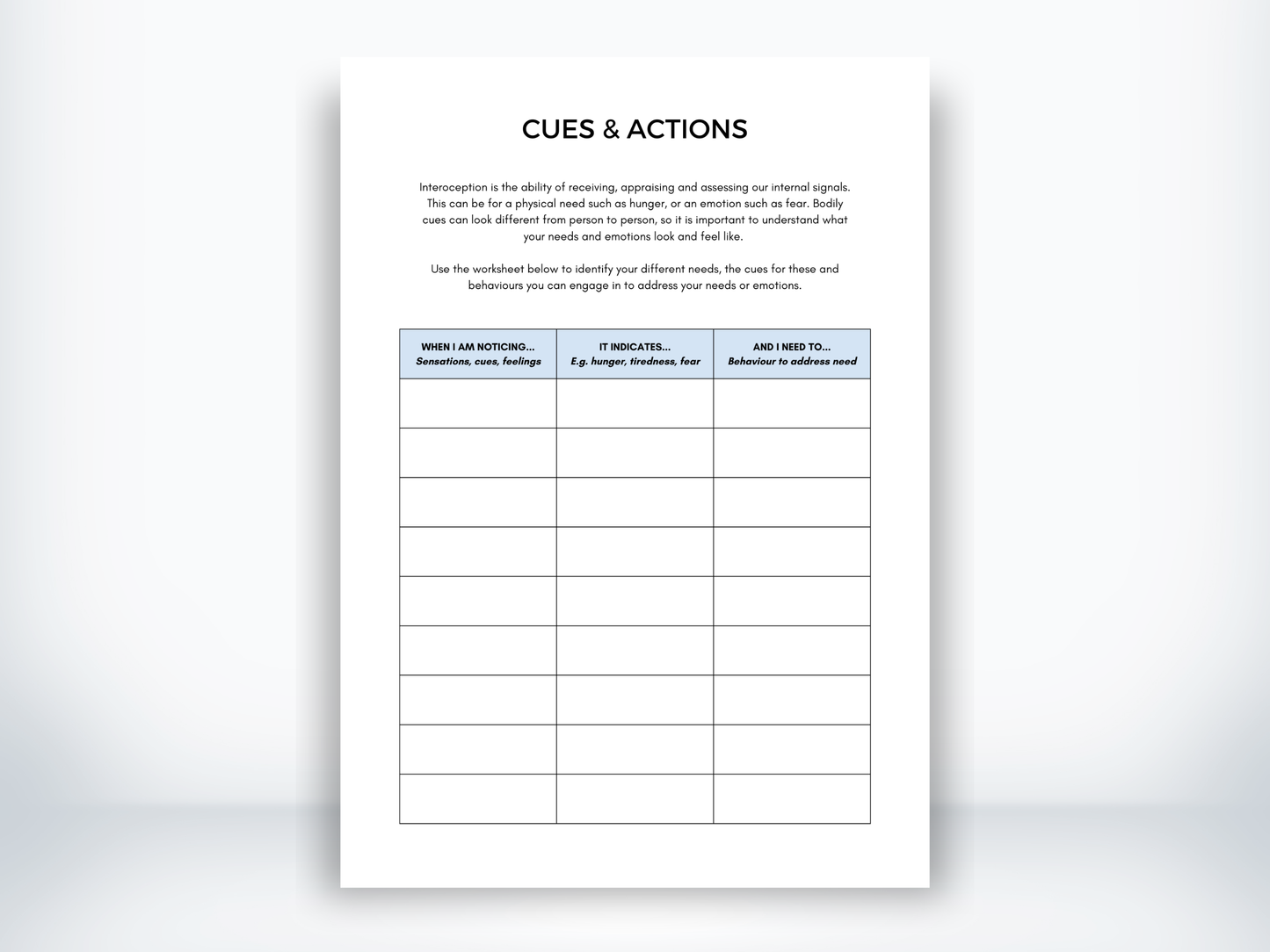 Cues and Actions for Interoception PDF