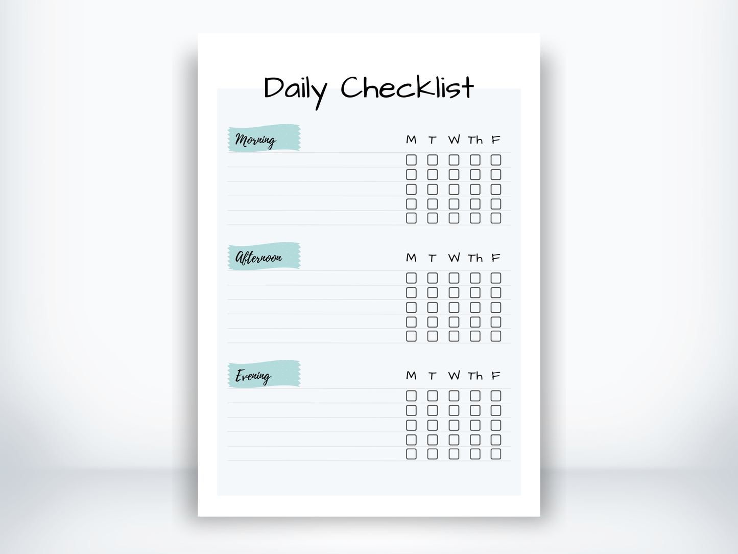 Daily Checklist PDF - EMPTY