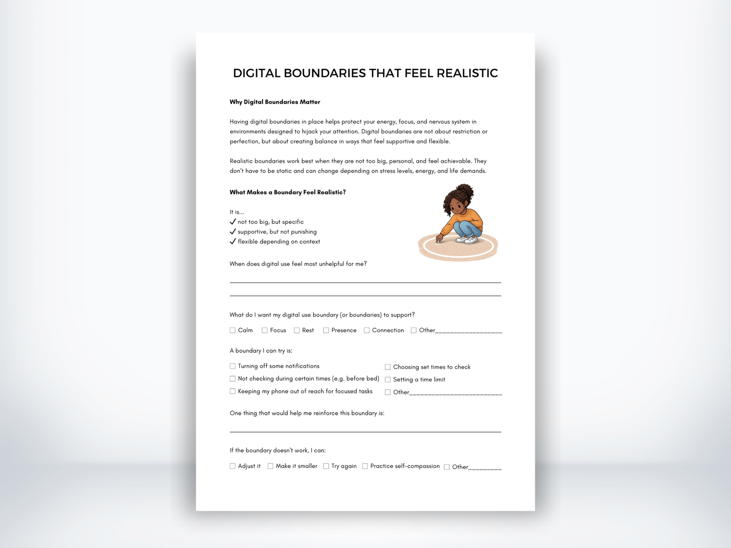 Digital Boundaries Worksheet PDF