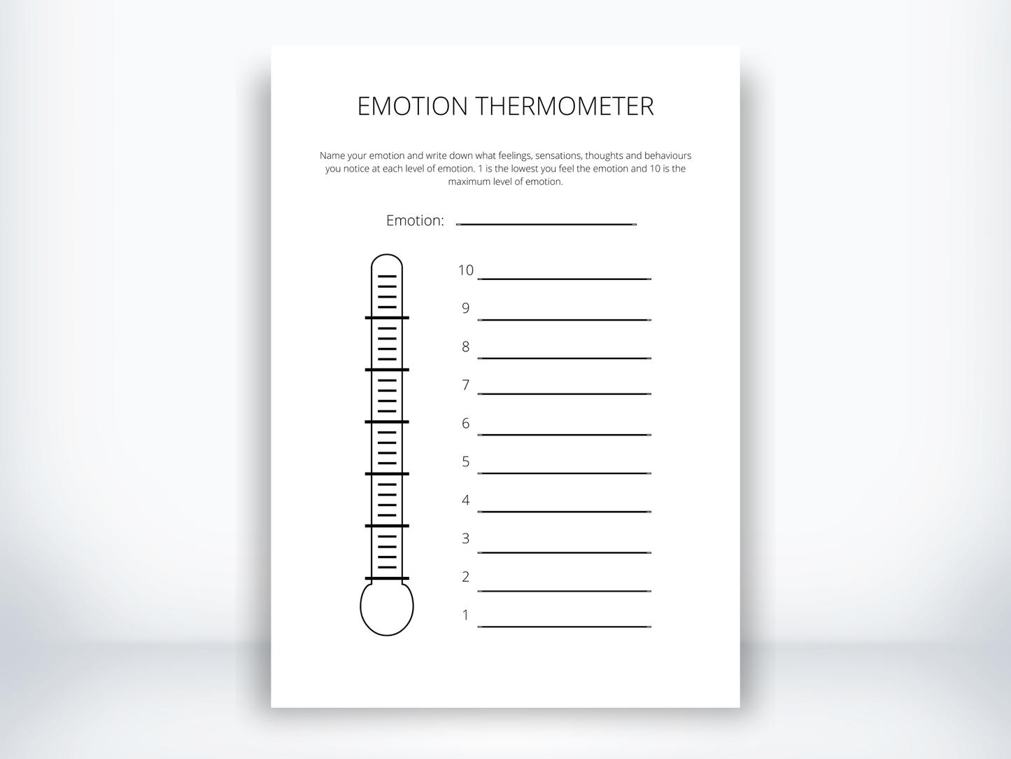 Emotion Thermometer Worksheet PDF