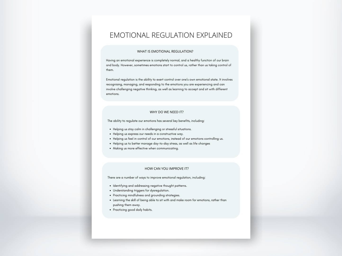 Emotional Regulation Handout PDF