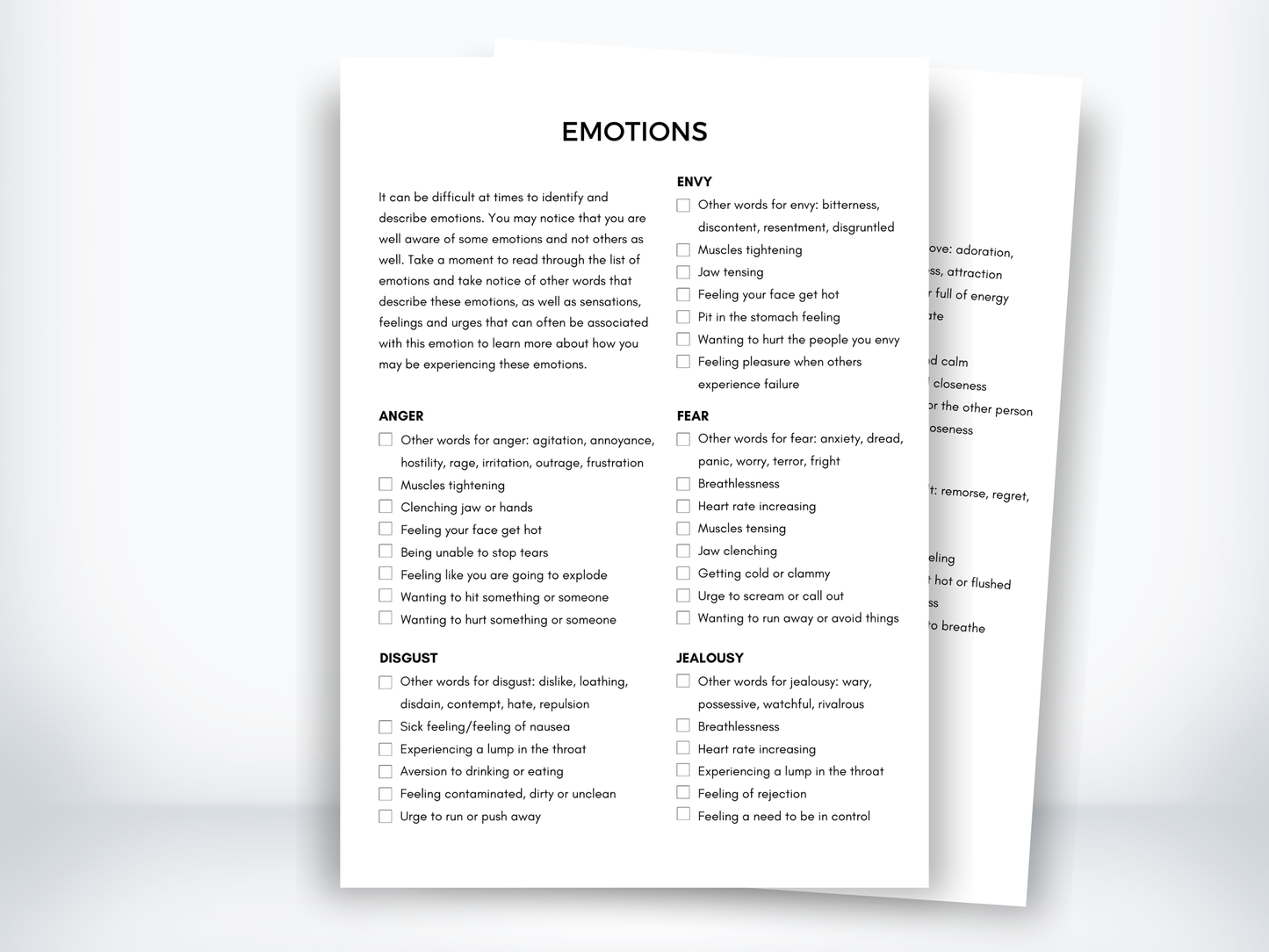 Emotions Checklist PDF
