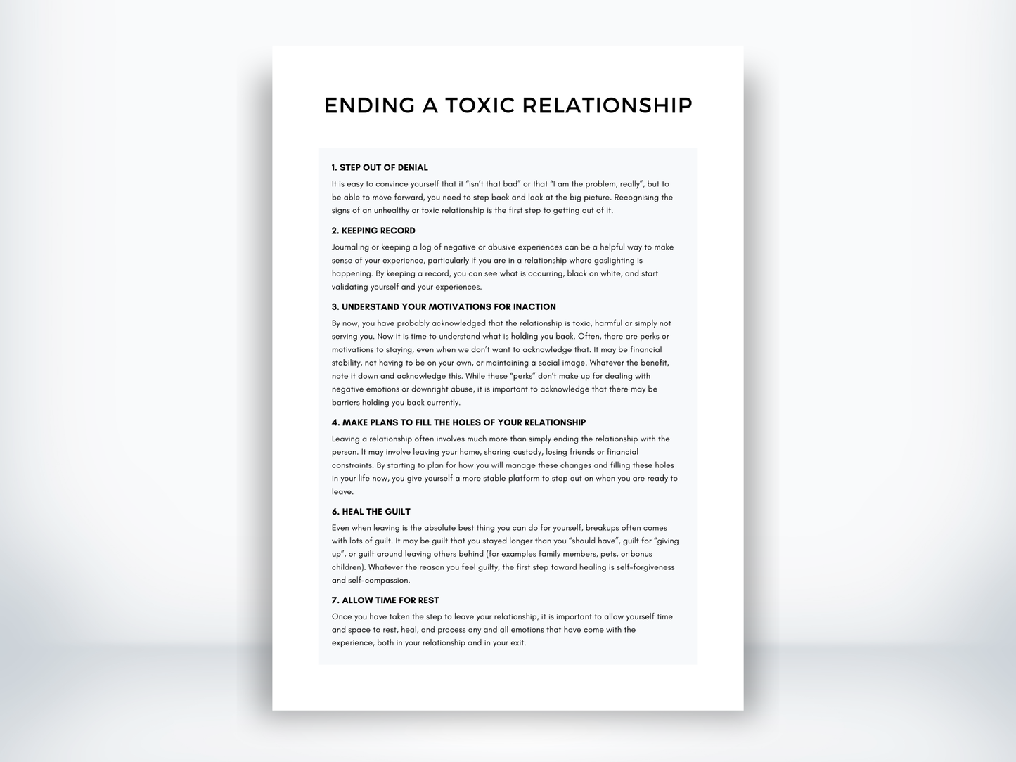 Ending a Toxic Relationship Handout PDF
