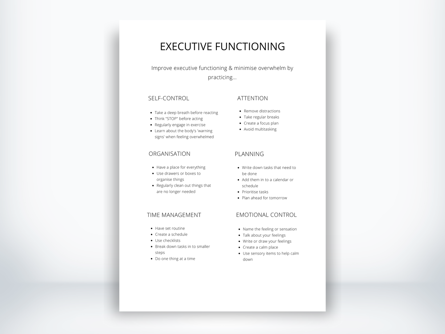 Executive Functioning Skills PDF