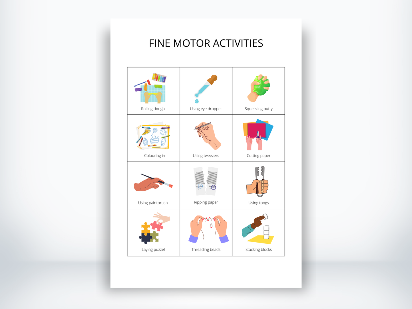 Fine Motor Activity Cards PDF