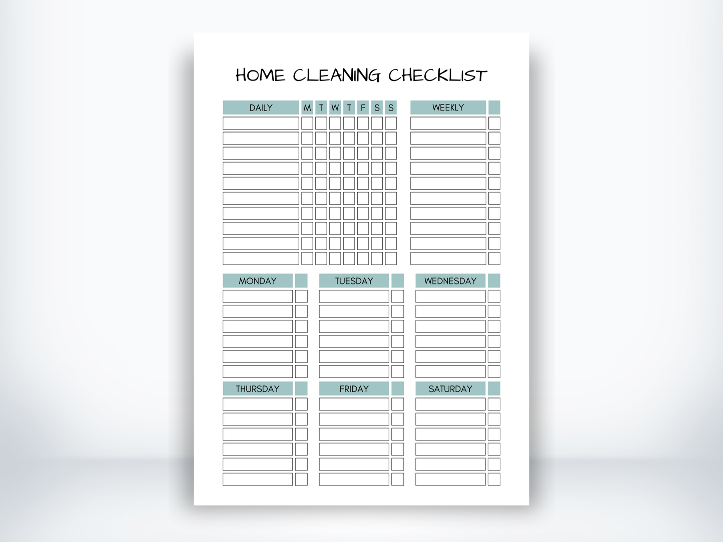Home Cleaning Checklist PDF - EMPTY