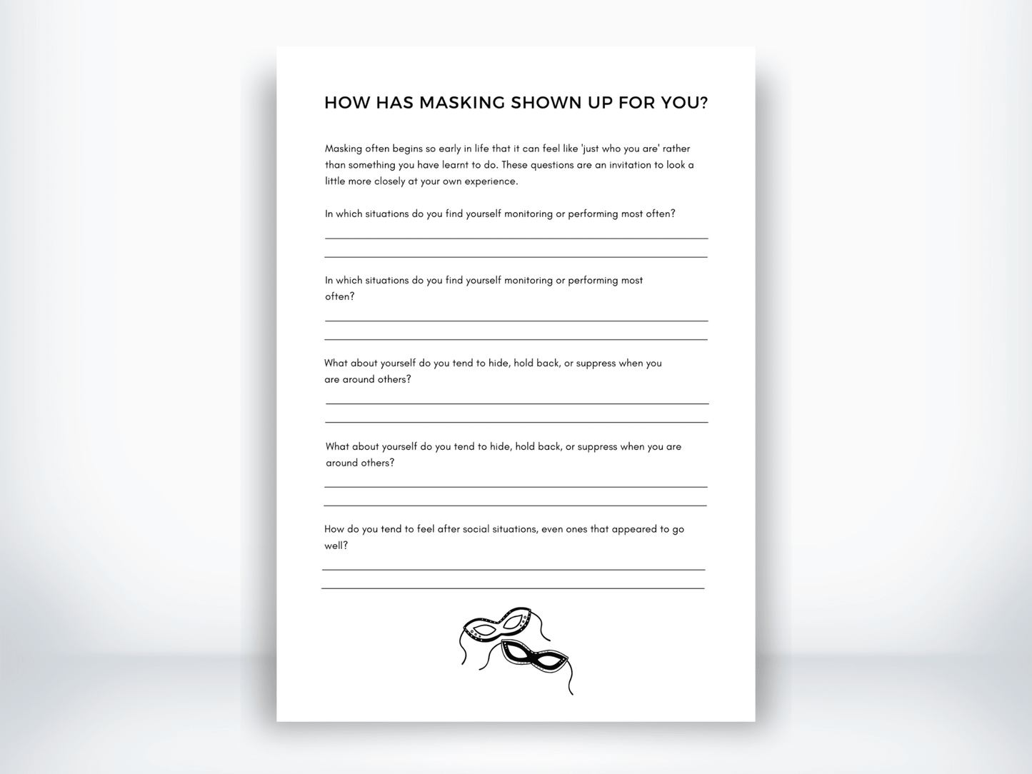 How Has Masking Shown Up For You PDF - My Thriving Mind