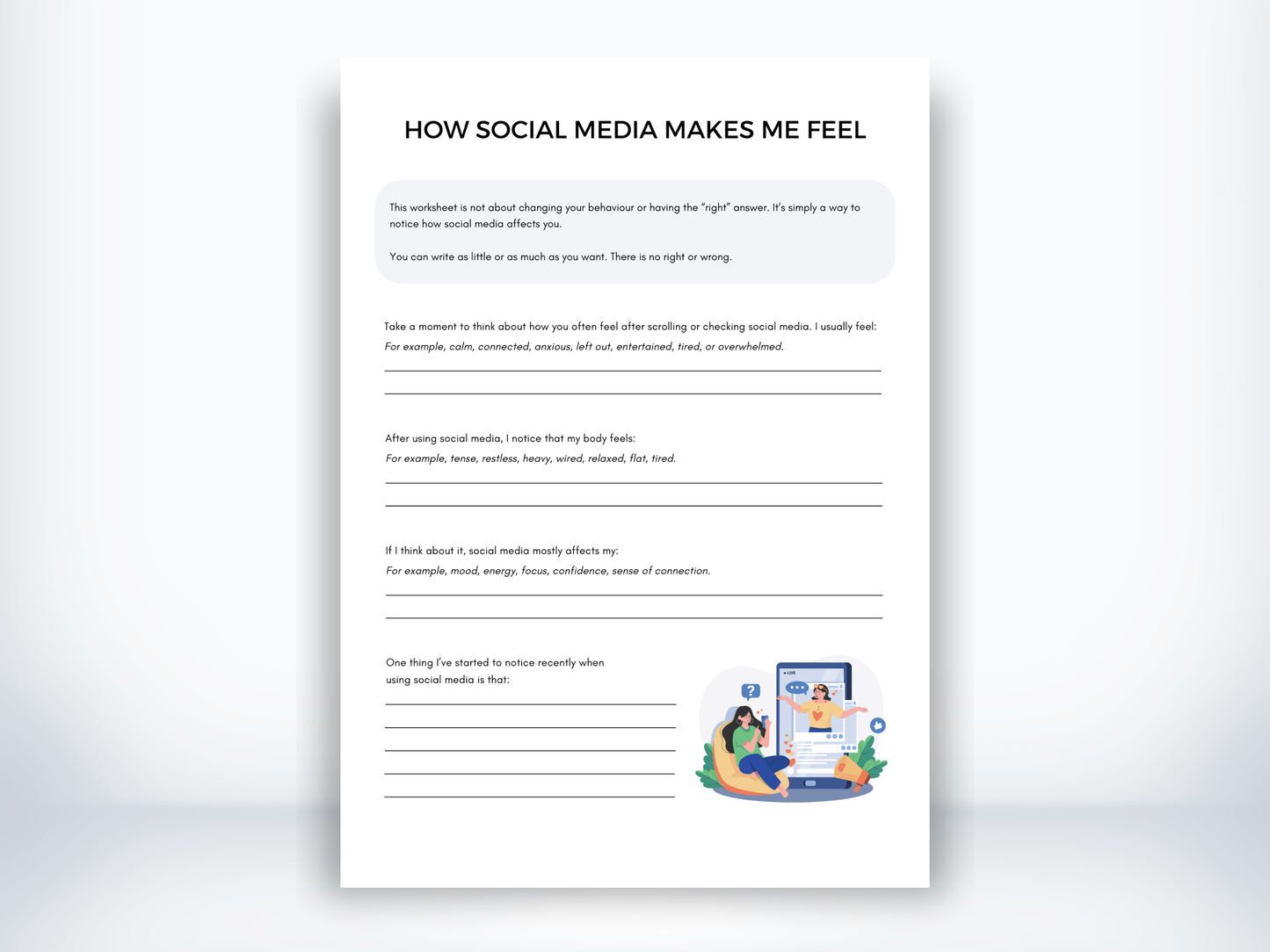 How Social Media Makes Me Feel Worksheet PDF