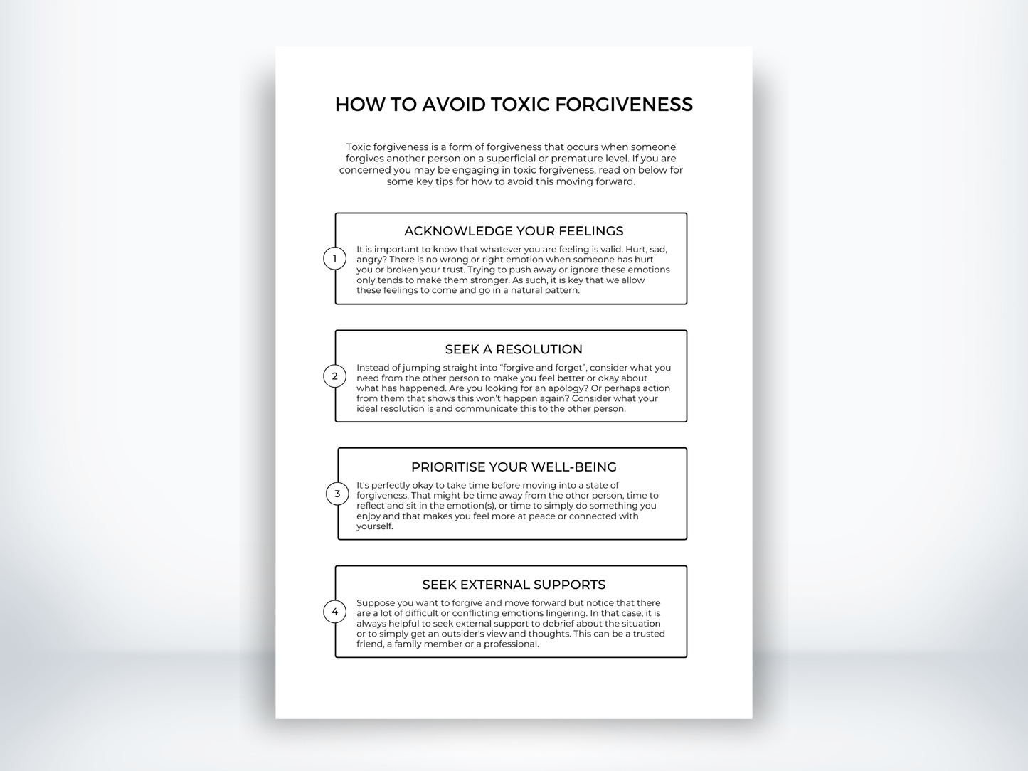 How To Avoid Toxic Forgiveness Worksheet PDF