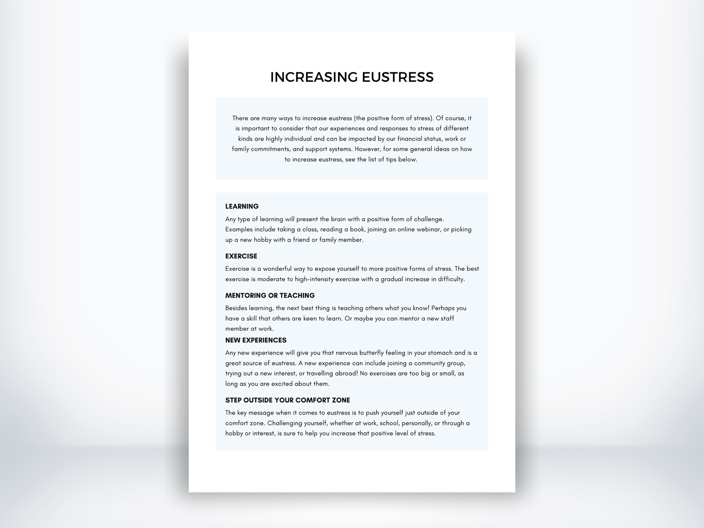 Increasing Eustress Handout PDF