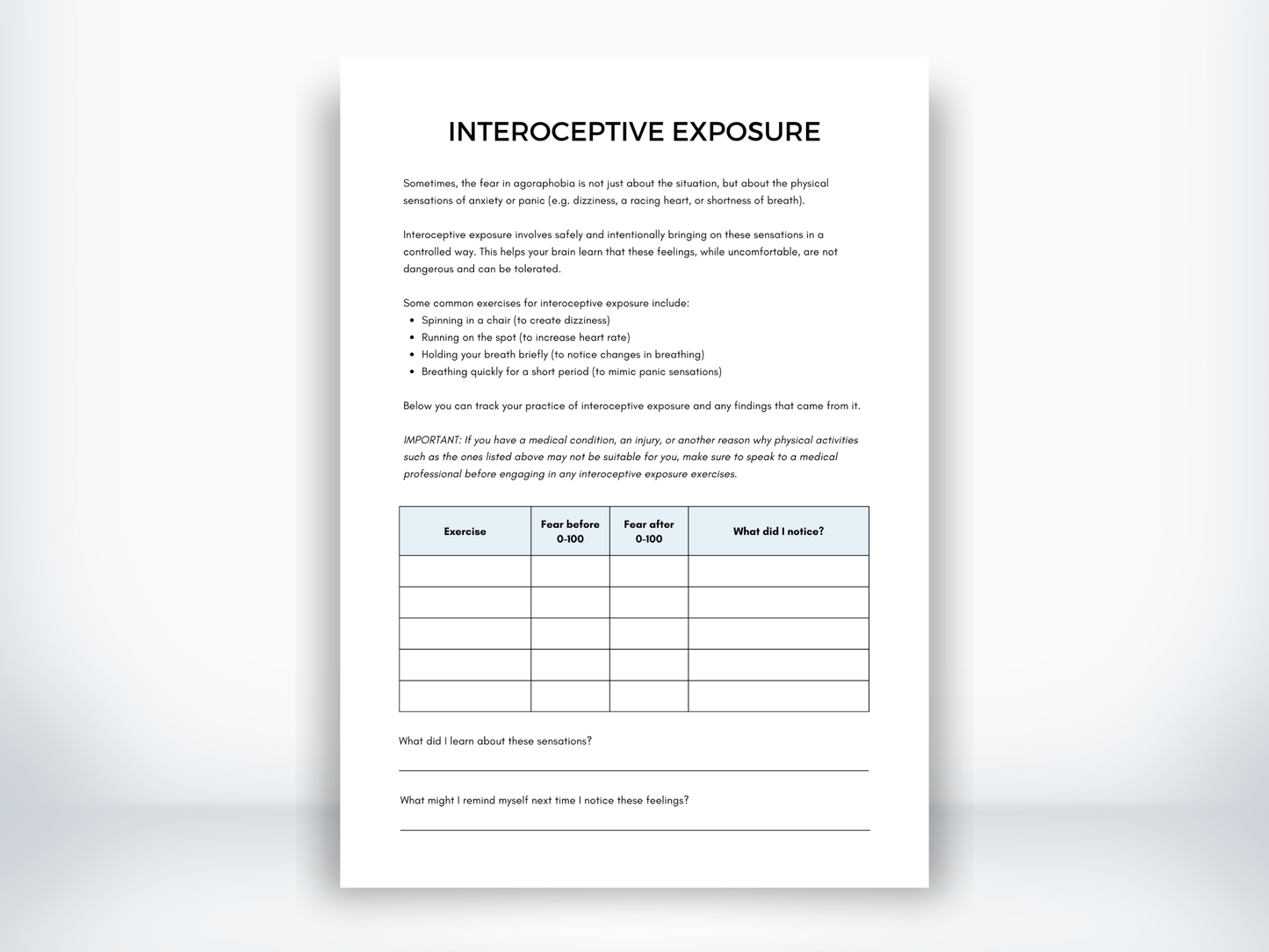 Interoceptive Exposure for Agoraphobia PDF