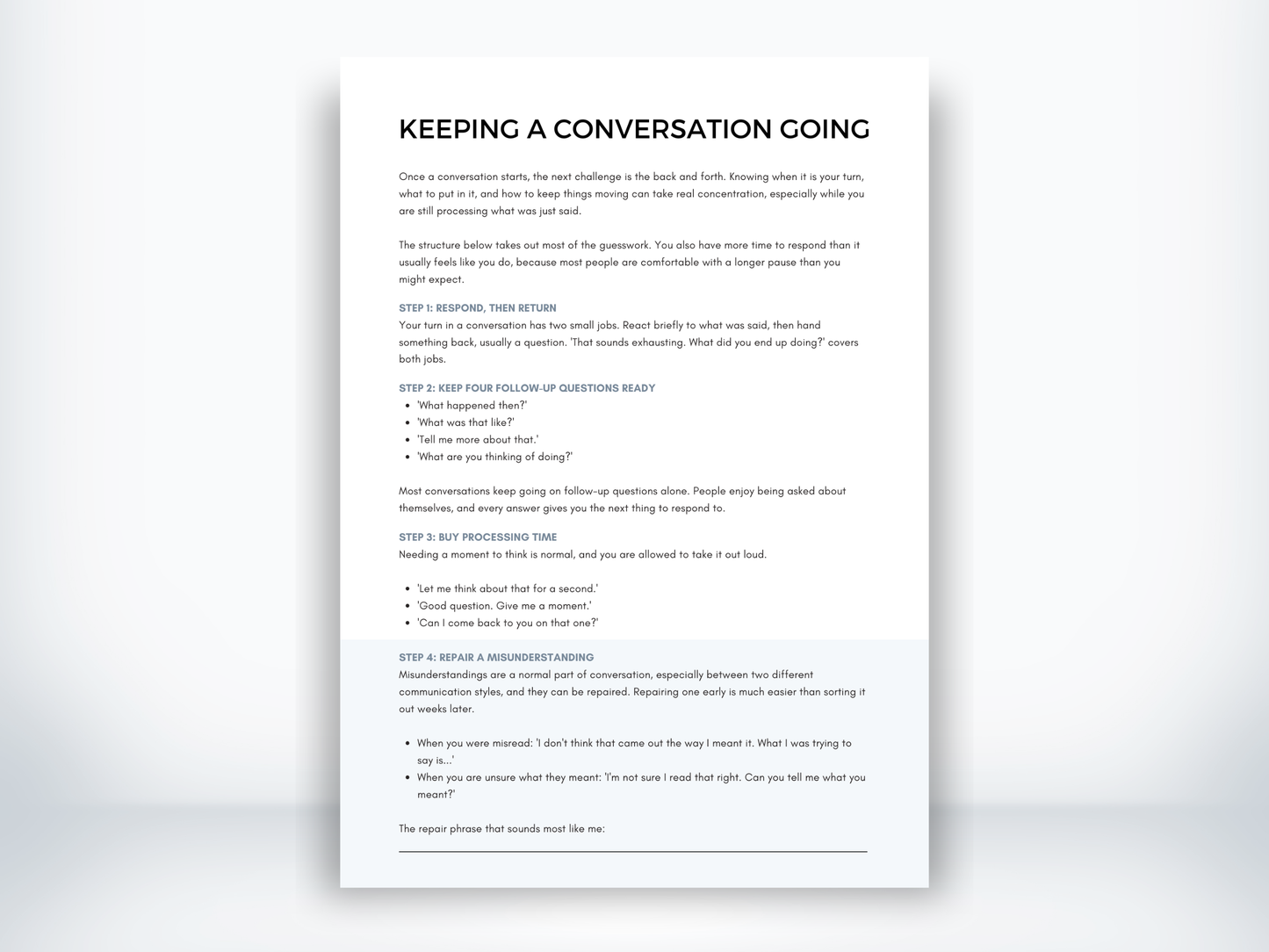 Keeping a Conversation Going PDF