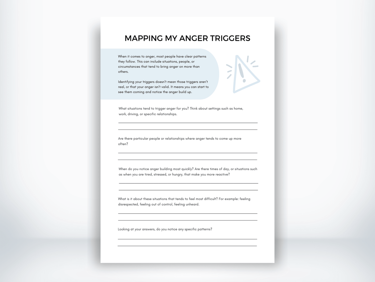 Mapping My Anger Triggers PDF - My Thriving Mind