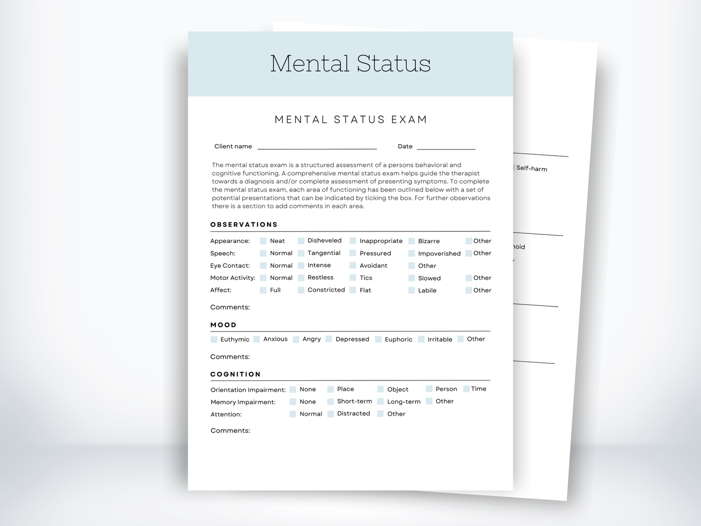 Mental Status Exam Template PDF