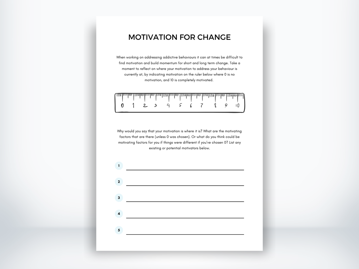 Motivation For Change Worksheet PDF