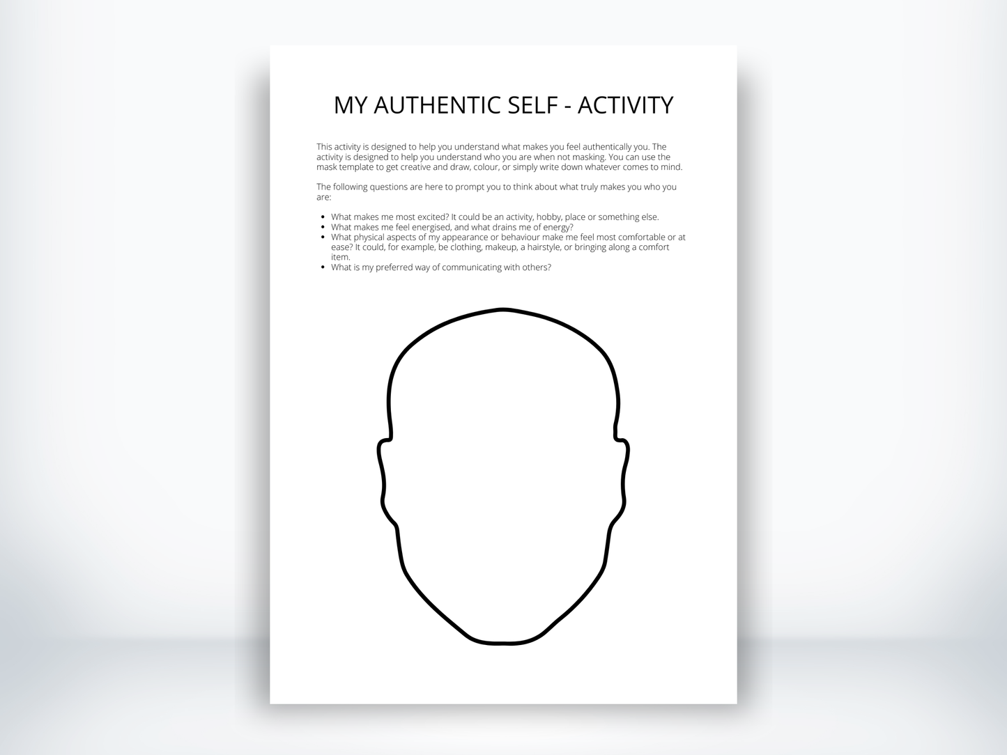 My Authentic Self Worksheet PDF