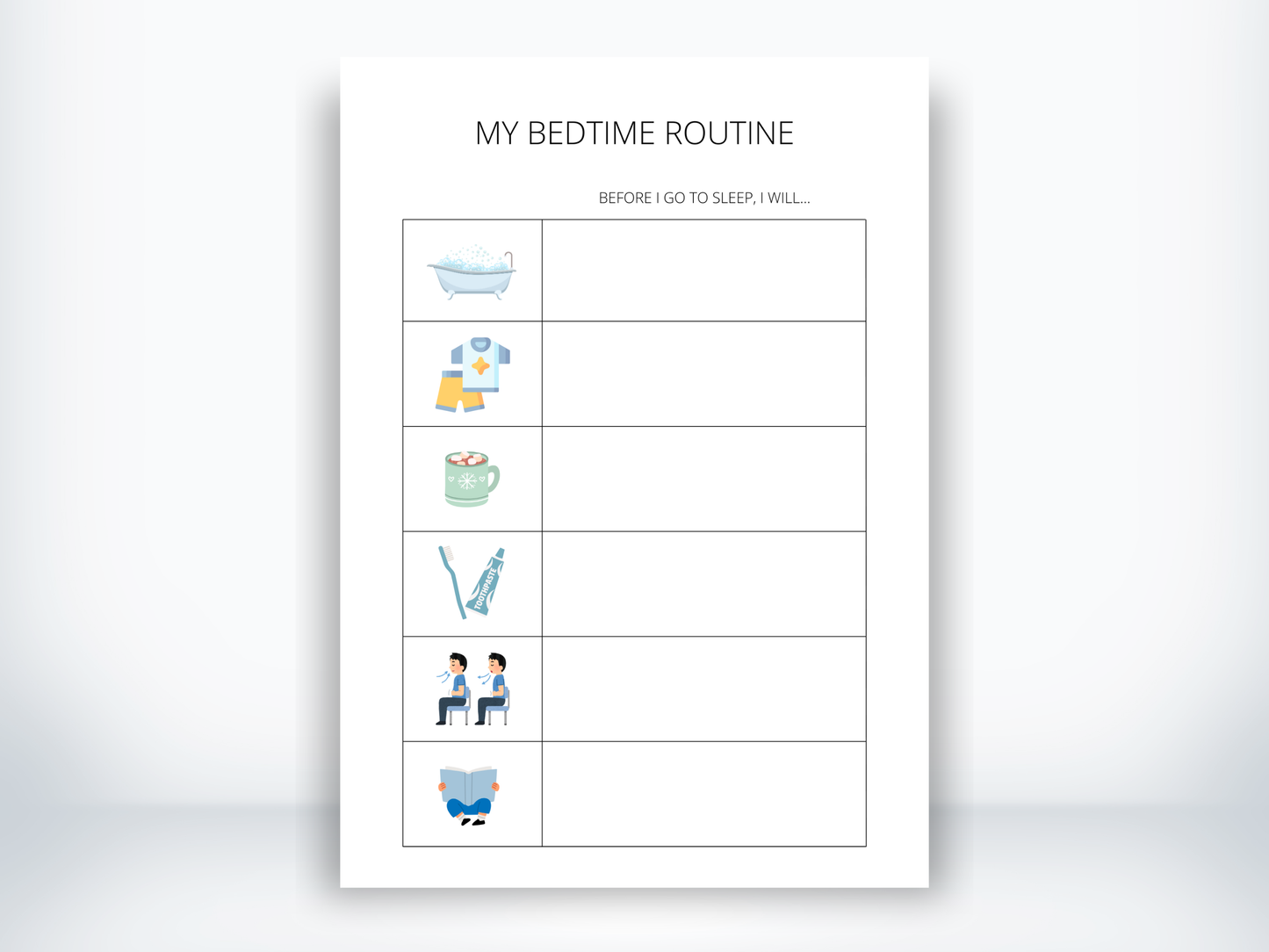 My Bedtime Routine Visual Schedule PDF