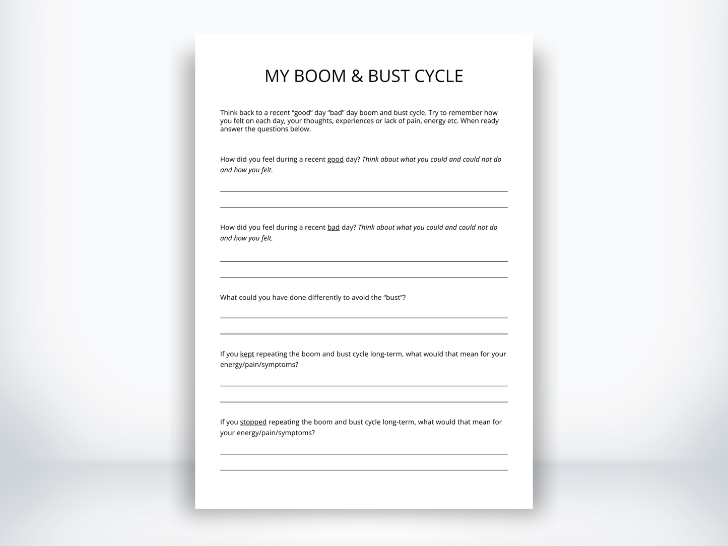My Boom and Bust Cycle Worksheet PDF