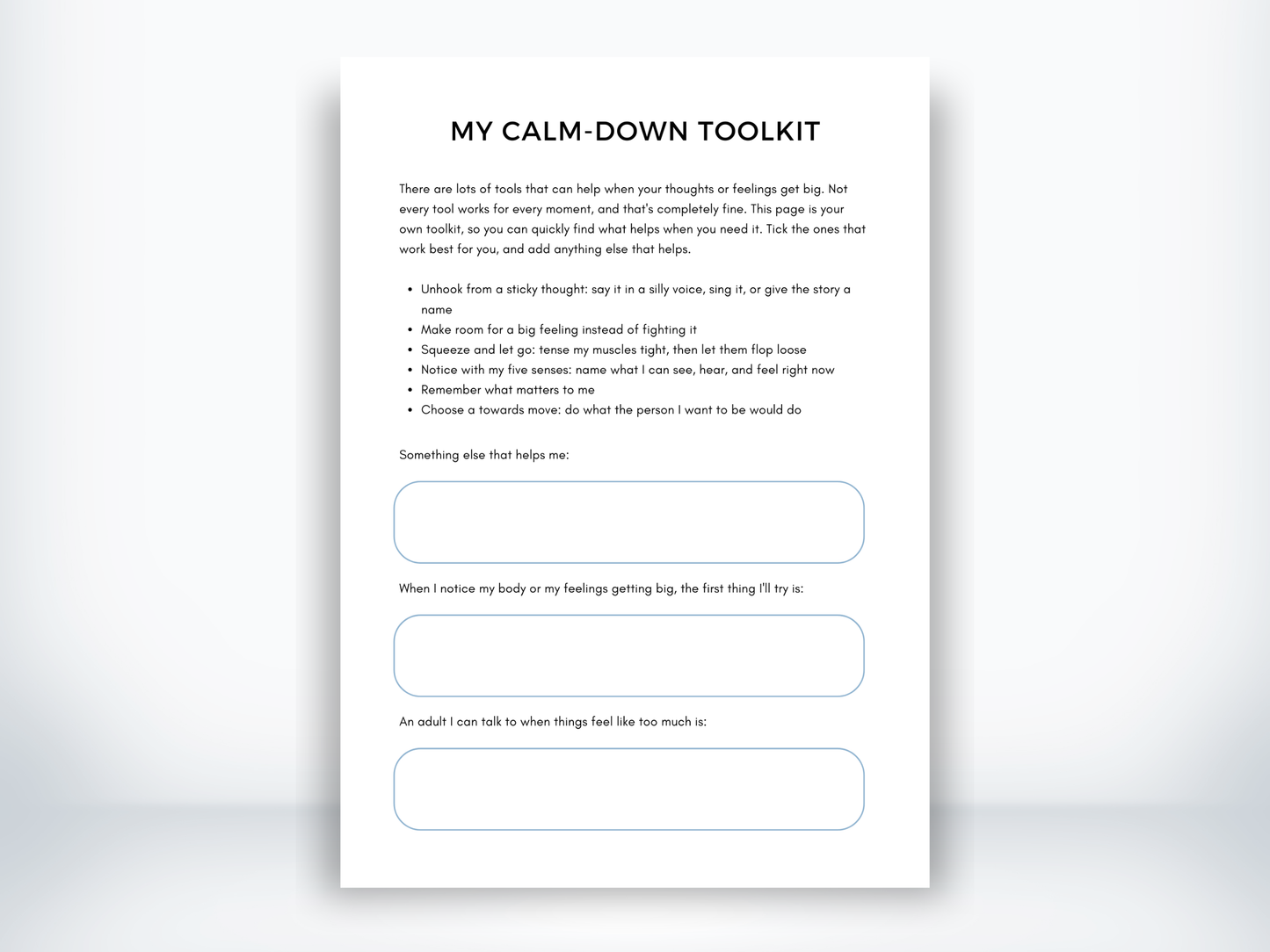 My Calm-Down Toolkit PDF