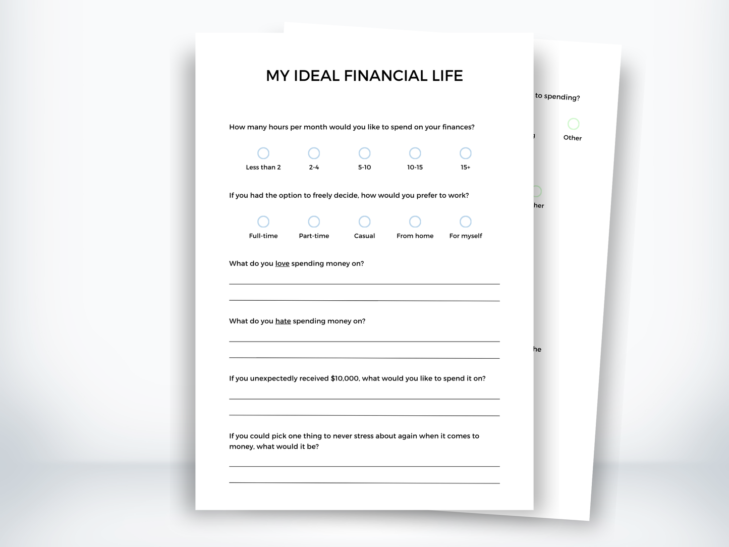 My Ideal Financial Life Worksheet PDF