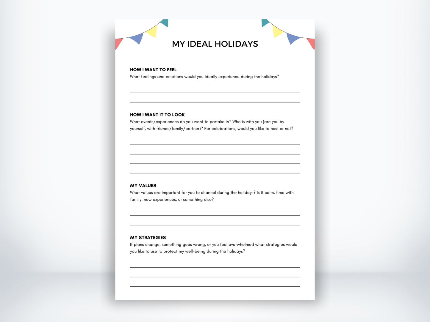 My Ideal Holidays Worksheet PDF