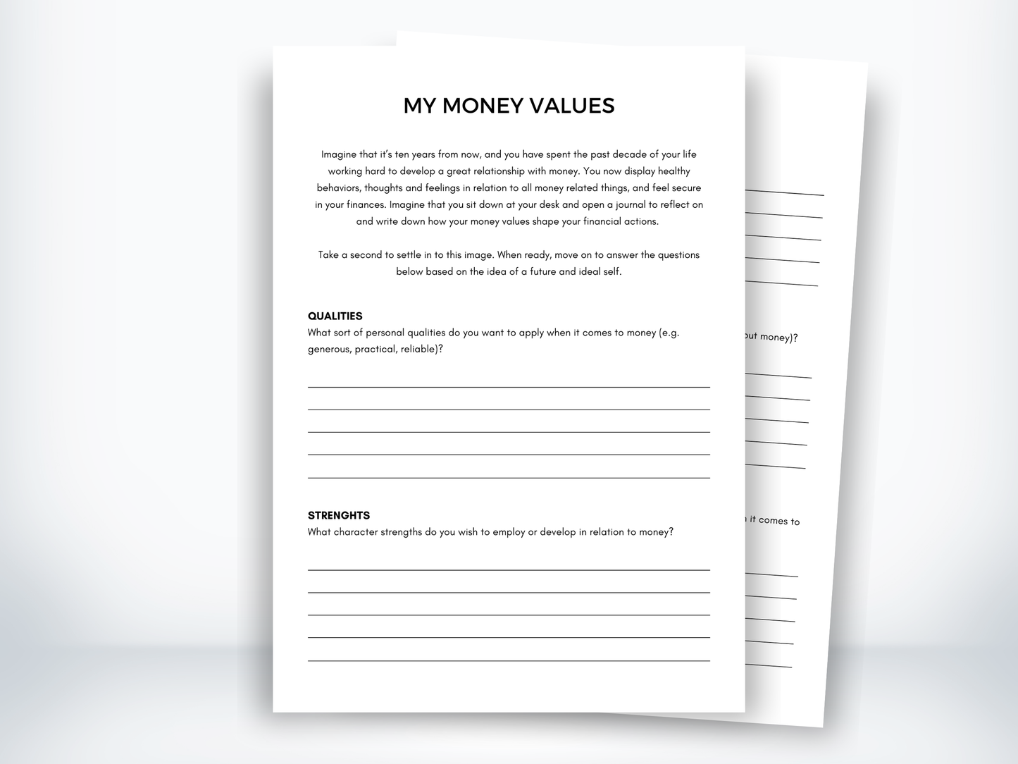 My Money Values Worksheet PDF