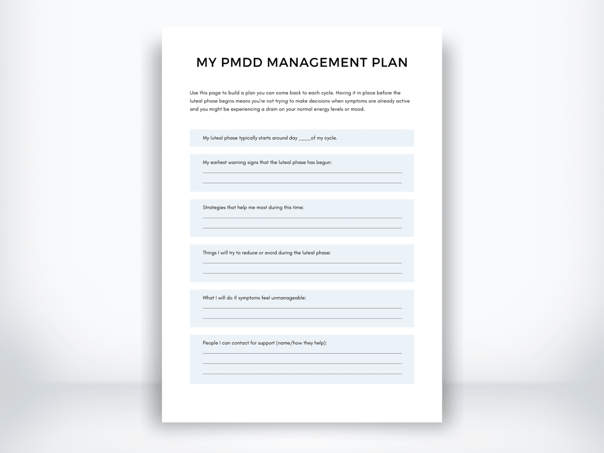 My PMDD Management Plan PDF - My Thriving Mind