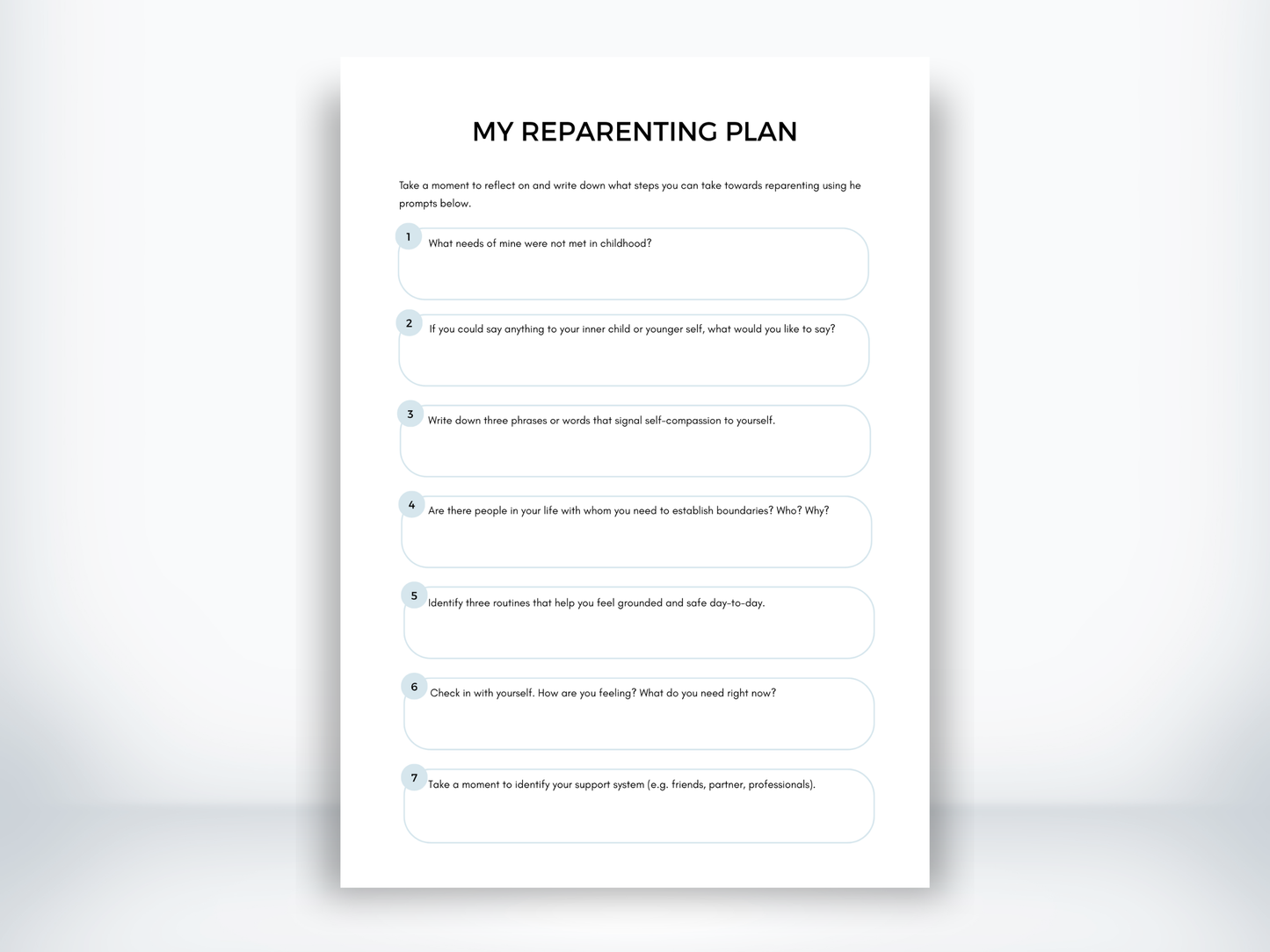 My Reparenting Plan Worksheet PDF