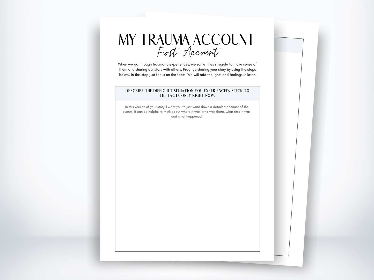 My Trauma Account - First Account Worksheet PDF