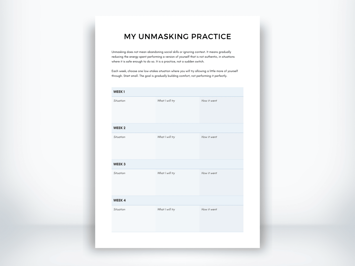 My Unmasking Practice PDF - My Thriving Mind