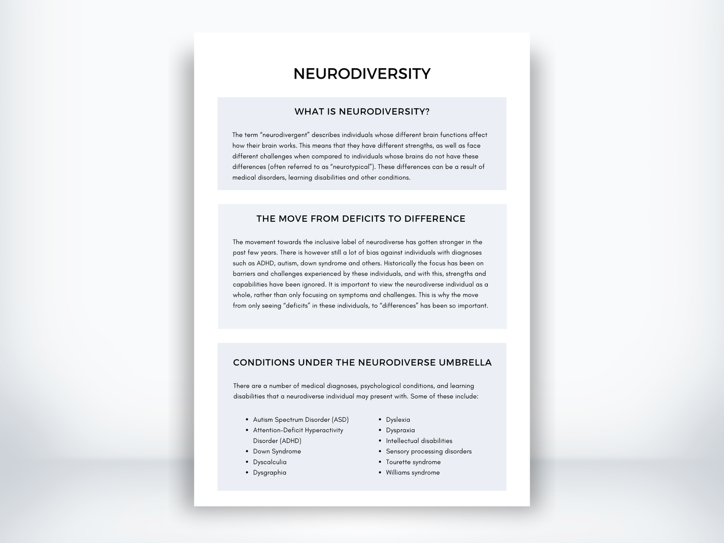 Neurodiversity Handout PDF