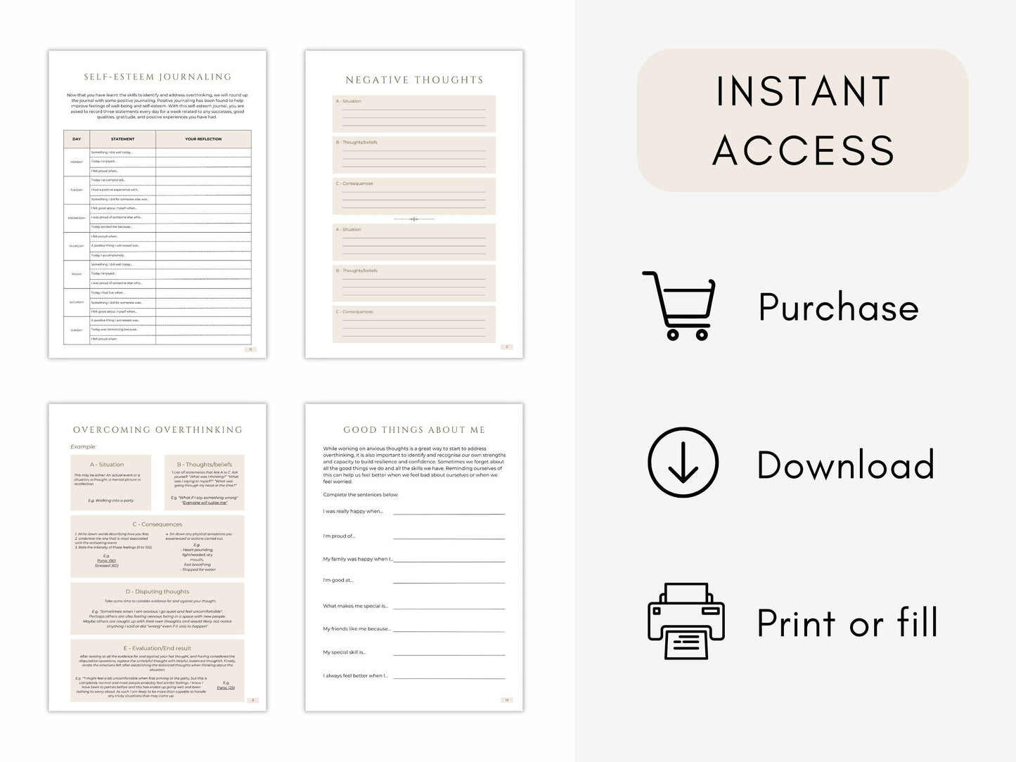 Overthinking Journal for Anxiety PDF