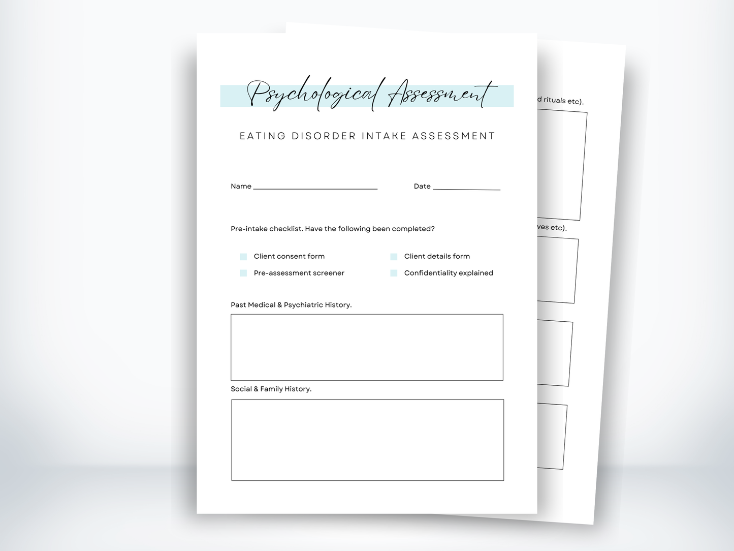 Psychological Assessment for Eating Disorders Template PDF