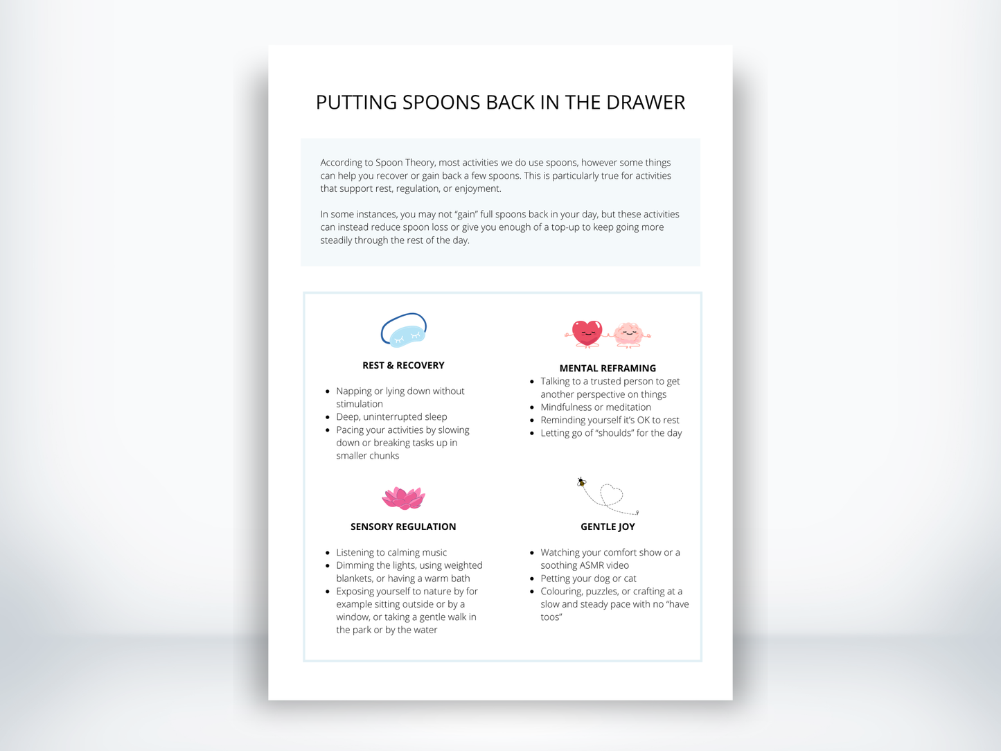Putting Spoons Back In The Drawer Worksheet PDF