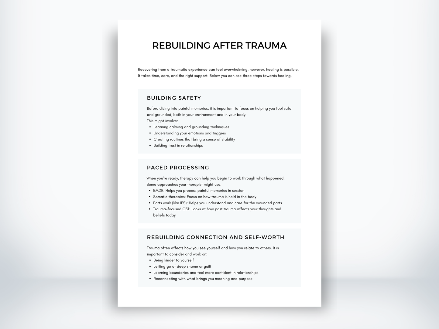 Reclaiming Agency and Future Preparation After a Traumatic Birth Worksheet PDF
