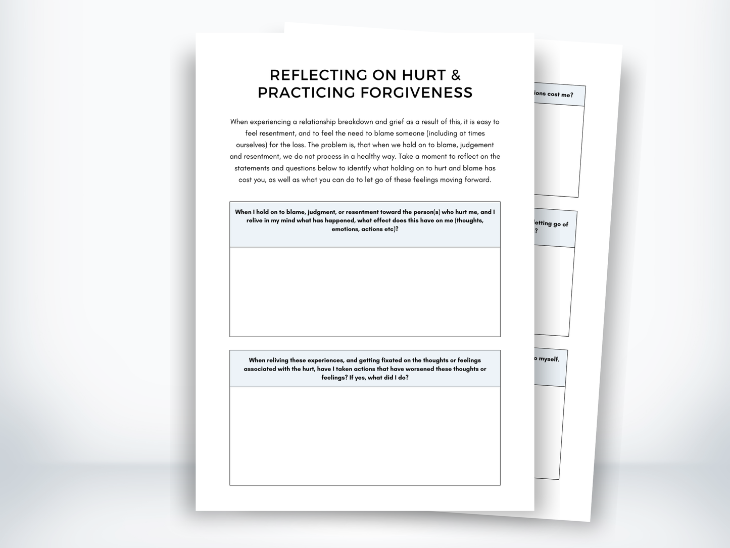 Reflecting On Hurt and Practicing Forgiveness After a Relationship Breakdown Worksheet PDF